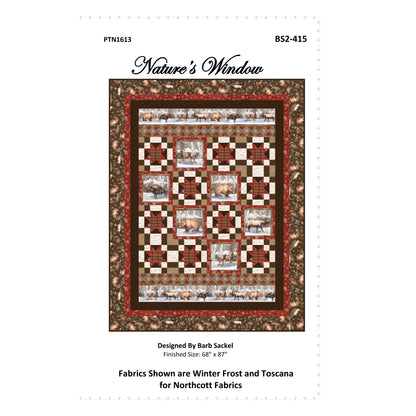 Quilt pattern cover with a quilt design and branding information.
