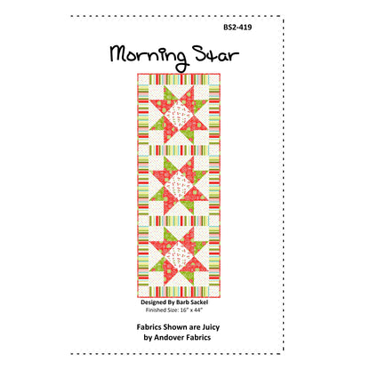 Quilt pattern packaging for 'Morning Star' with fabric design and Andover Fabrics branding.