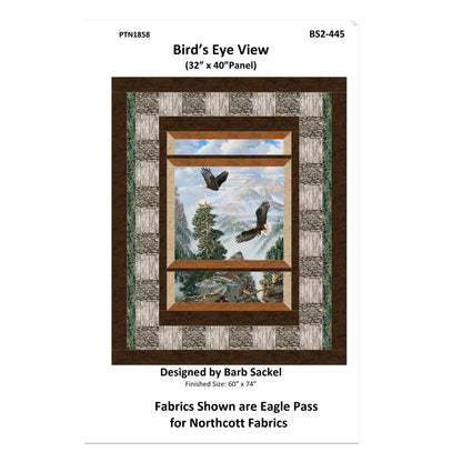 Quilt panel design with eagles and mountain scene, featuring Northcott Fabrics' Eagle Pass fabric.