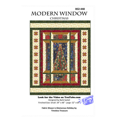 Quilt pattern cover for 'Modern Window Christmas' with a Christmas tree design.