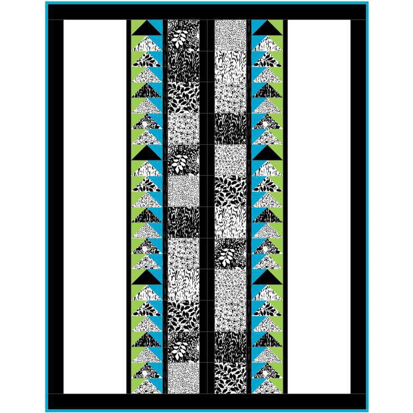 Quilt with geometric pattern on a white background