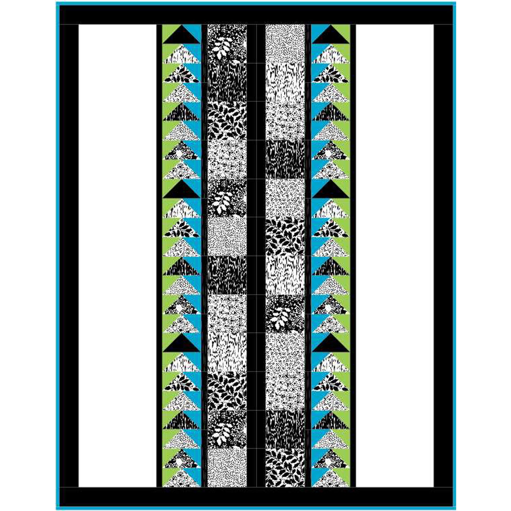 Quilt with geometric pattern on a white background