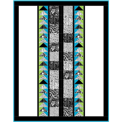 Quilt with geometric pattern on a white background