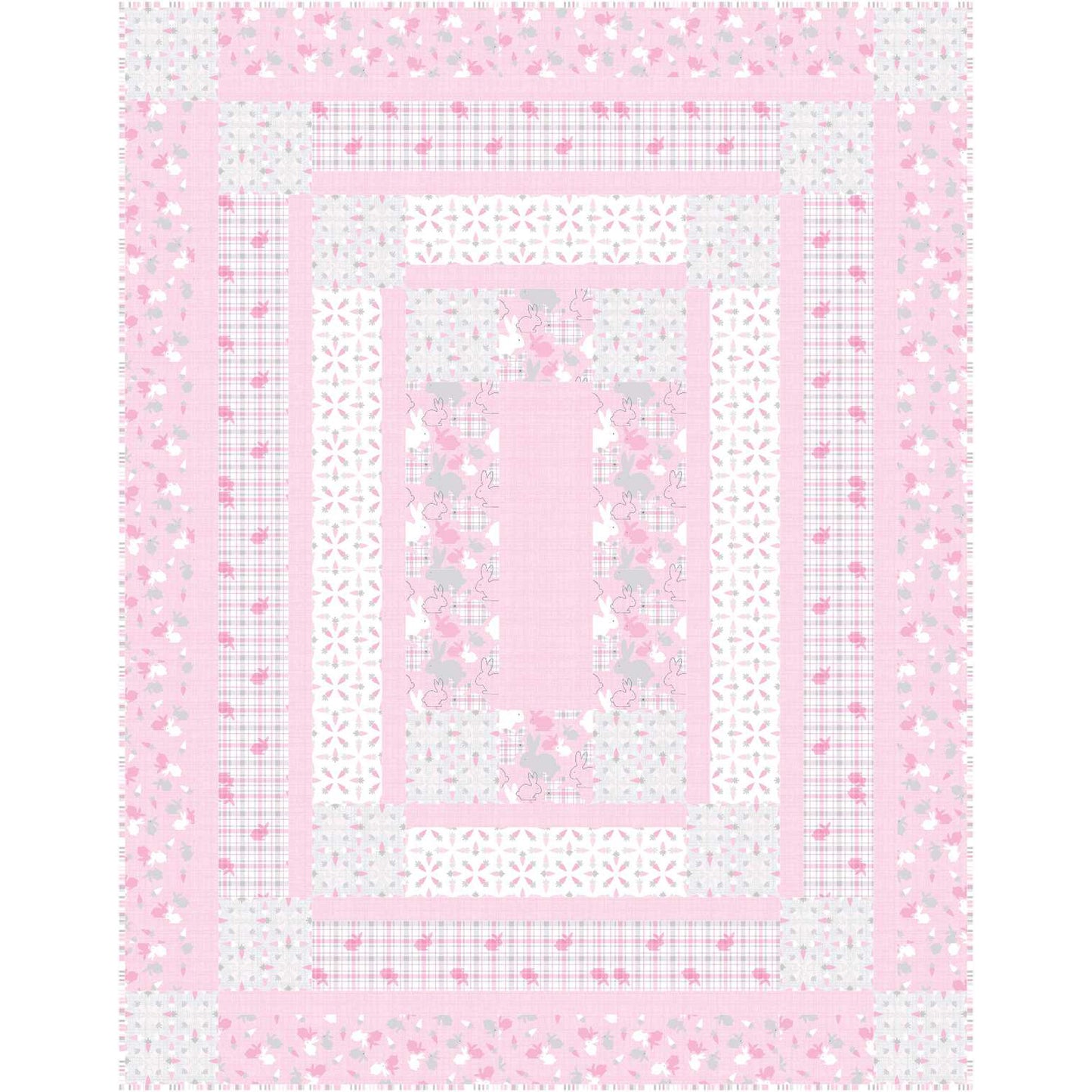 Baby blanket with pink and white pattern on a white background