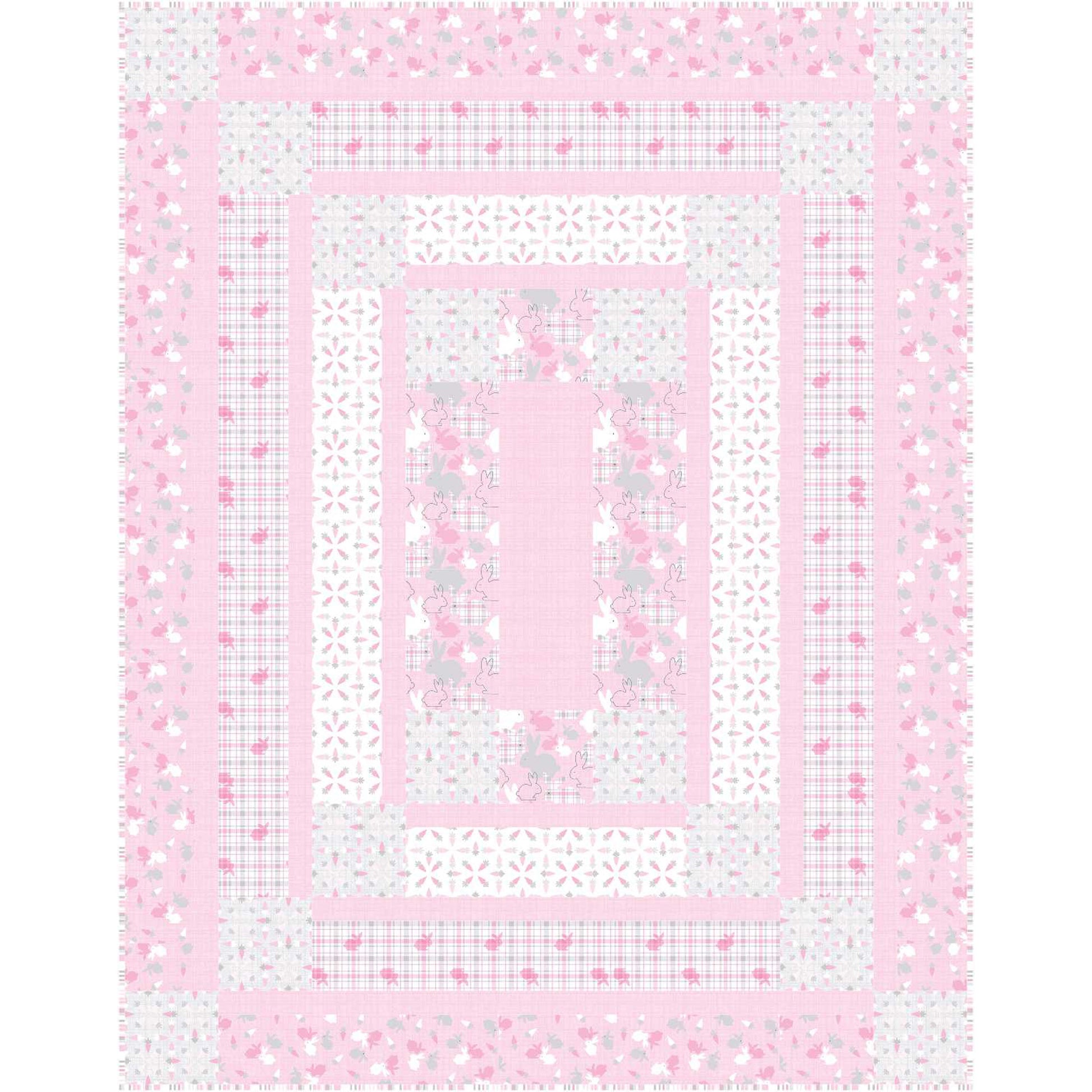 Baby blanket with pink and white pattern on a white background
