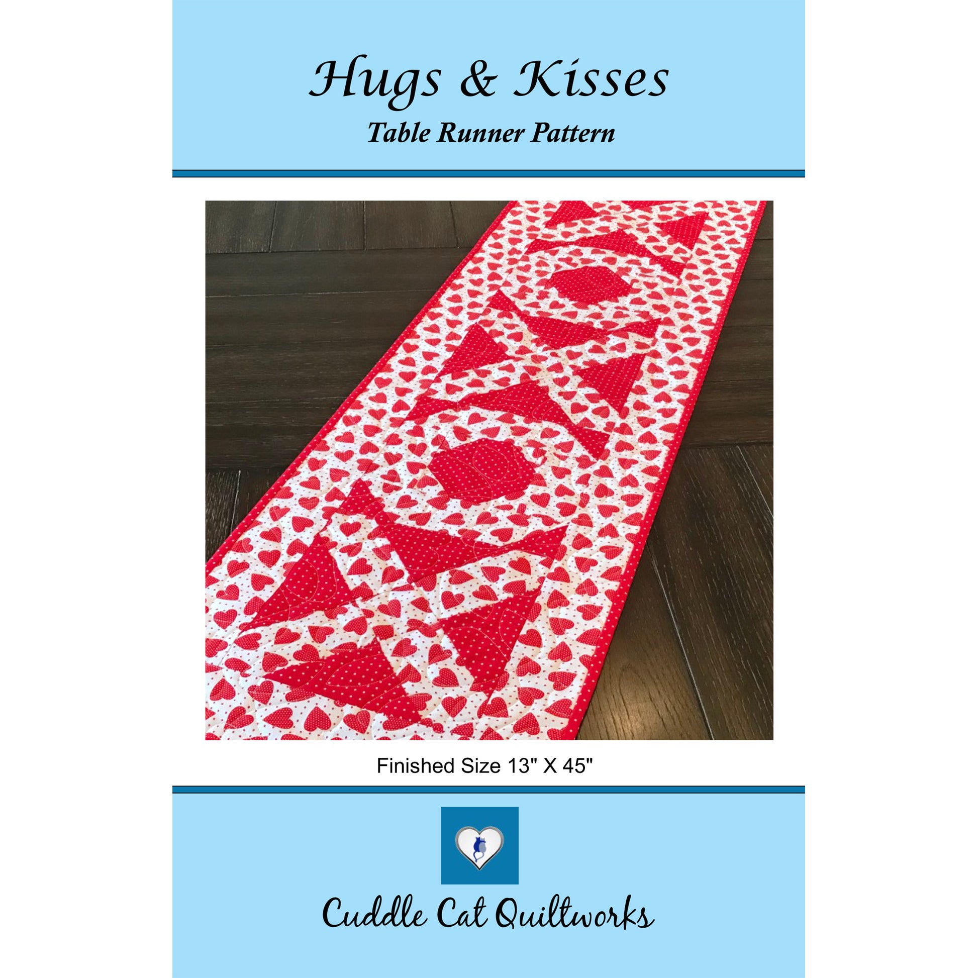 Image of the cover for the Hugs & Kisses Table Runner pattern.