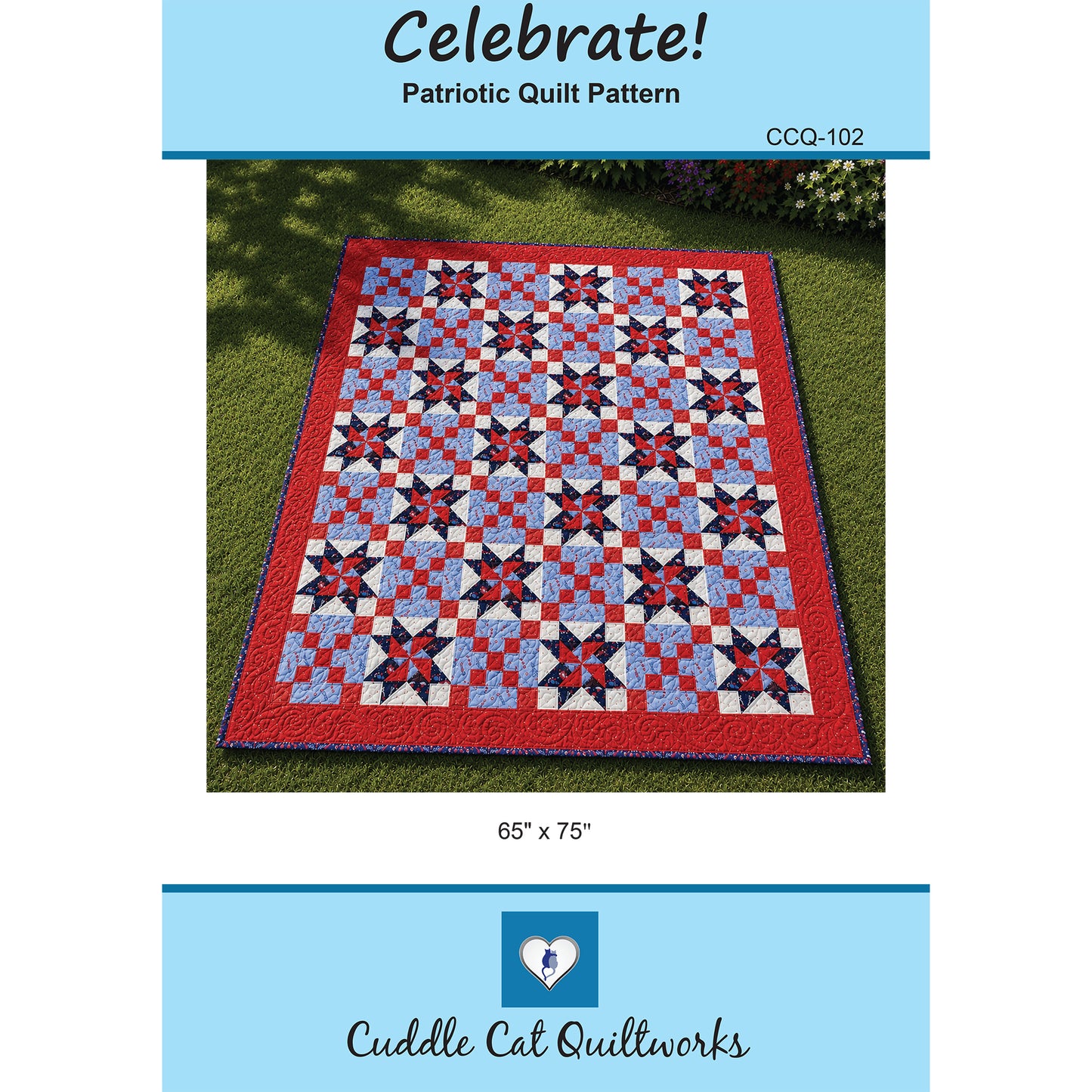 Cover image of pattern for Celebrate! patriotic quilt.
