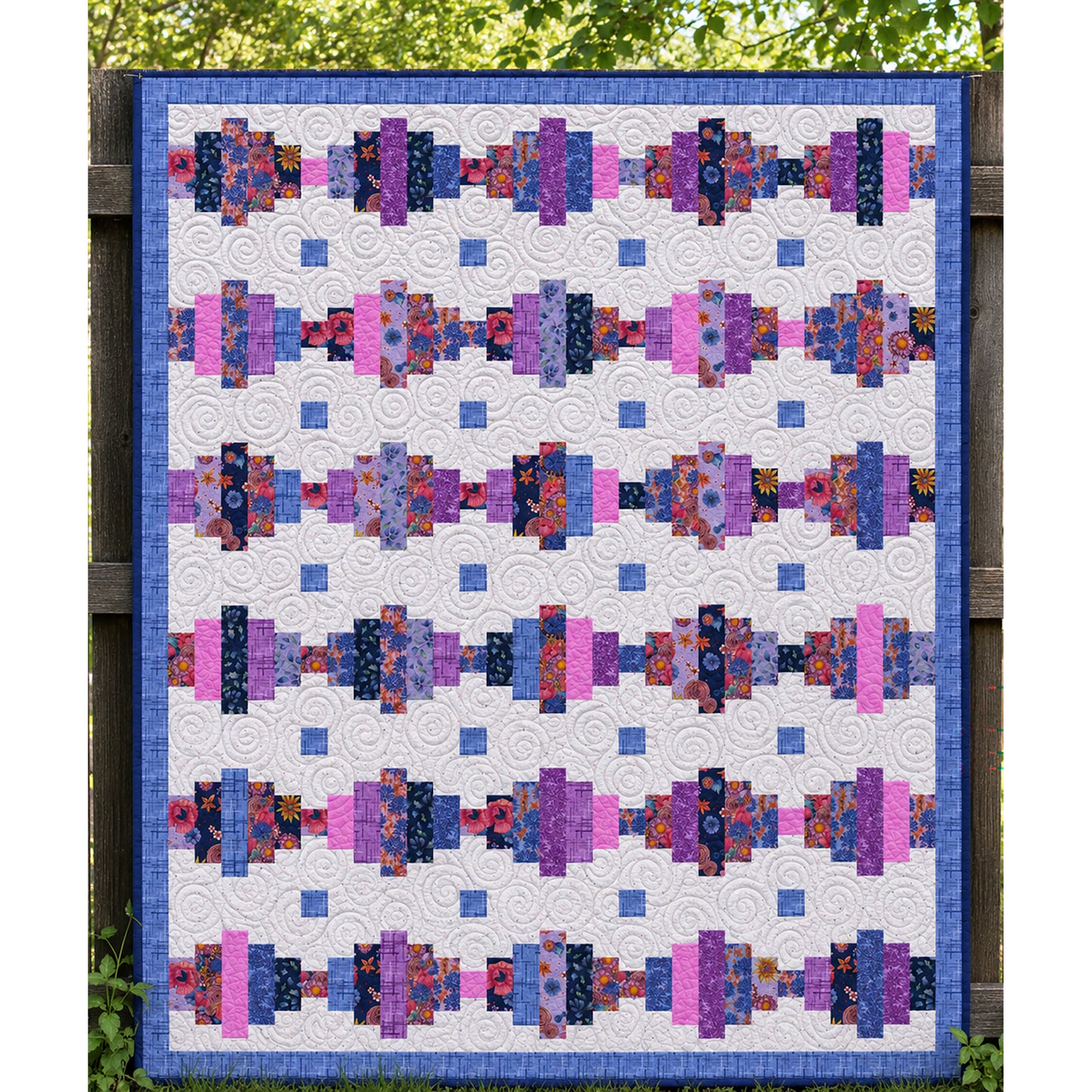 Good Vibrations is a beginner-friendly quilt that turns pre-cut fabric strips into a bold design full of movement and color. Almost like colorful beads across the quilt.