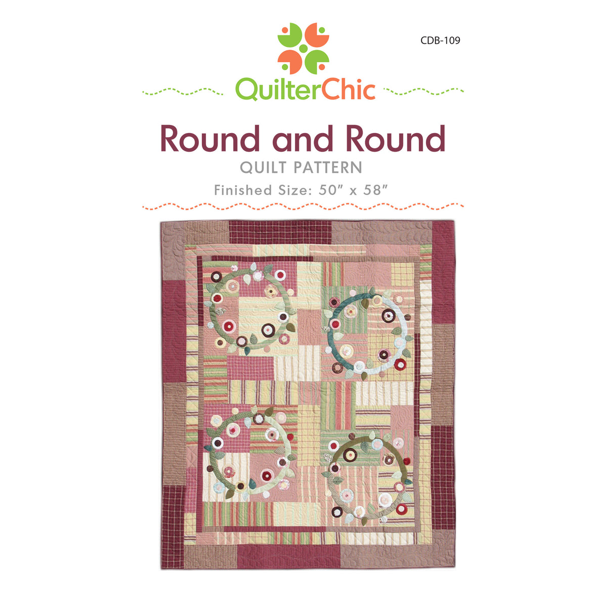 Quilting Pattern Rounded Square Drop Round and Round Quilt Pattern CDB-109 (Advanced Beginner) – QuiltWoman.com