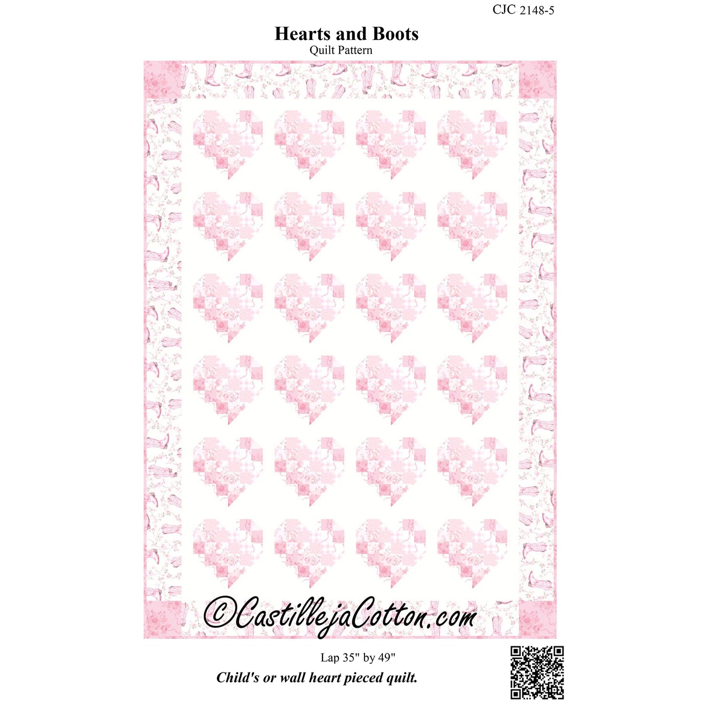 Cover image of pattern for Hearts and Boots quilt.