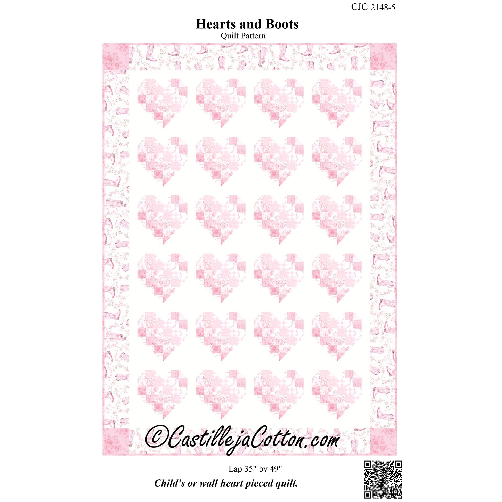 Cover image of pattern for Hearts and Boots quilt.