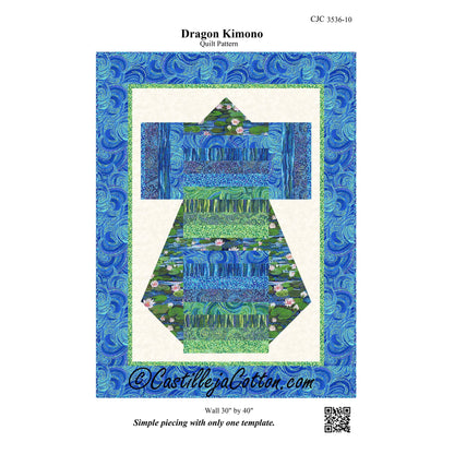 Image of the front cover of the Dragon Kimono quilt pattern by Diane McGregor of Castilleja Cotton