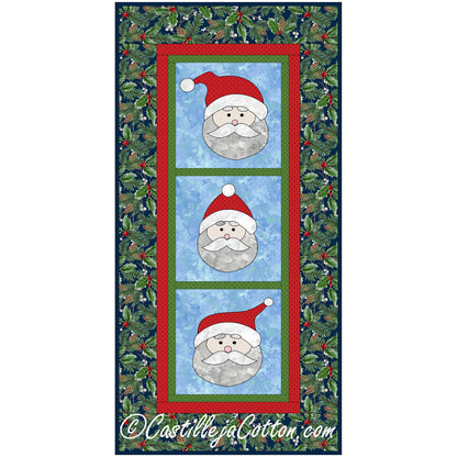 Santa Faces Runner Mini Wall Quilt CJC-38828e - Downloadable Pattern