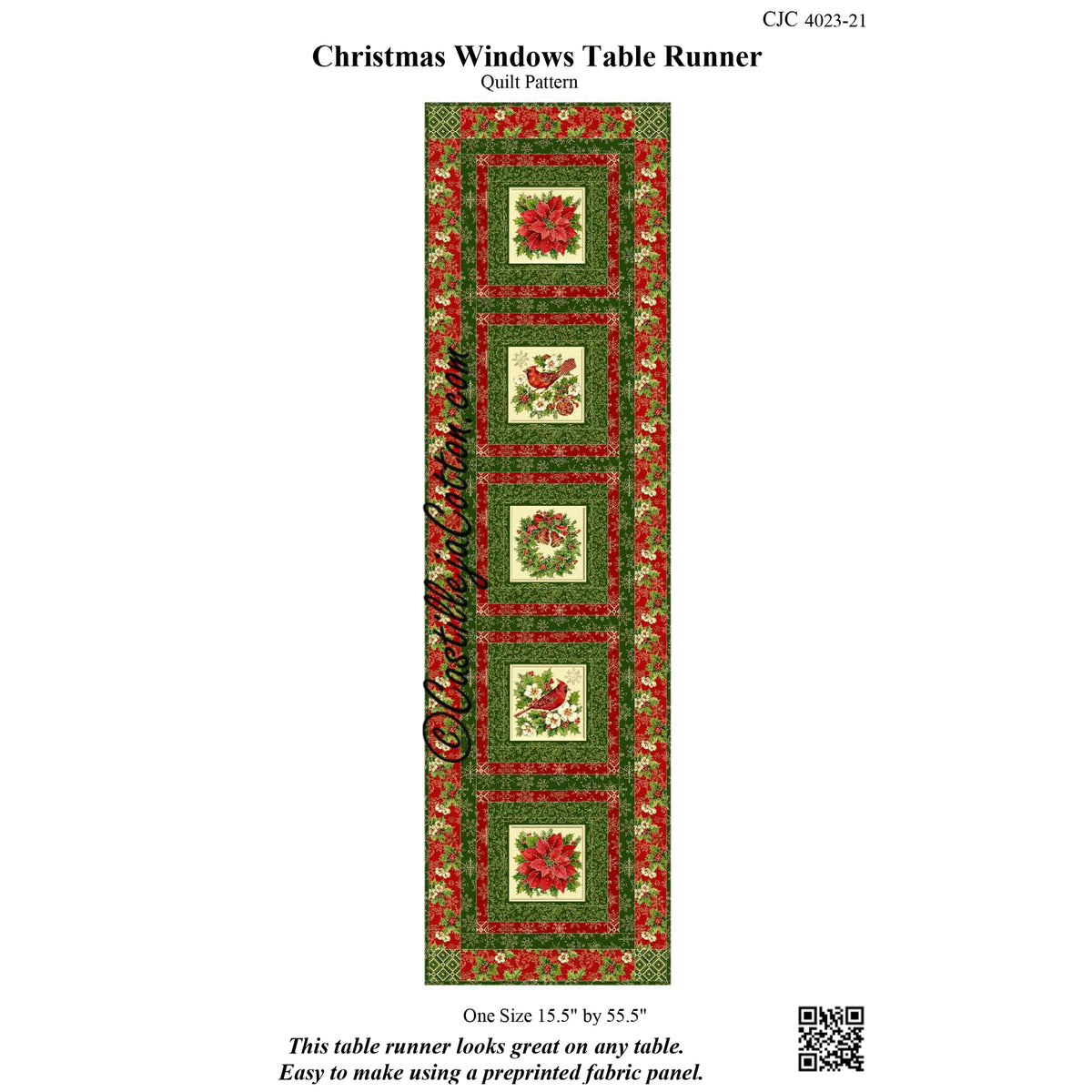Random Windows Table Runner Pattern Christmas Windows Table Runner CJC-402321e - Downloadable Pattern ...