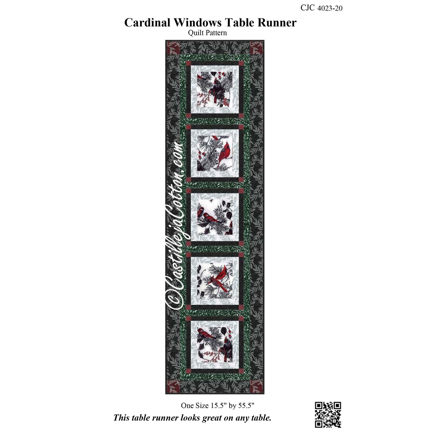 Cardinal Windows Table Runner CJC-4023e - Downloadable Pattern