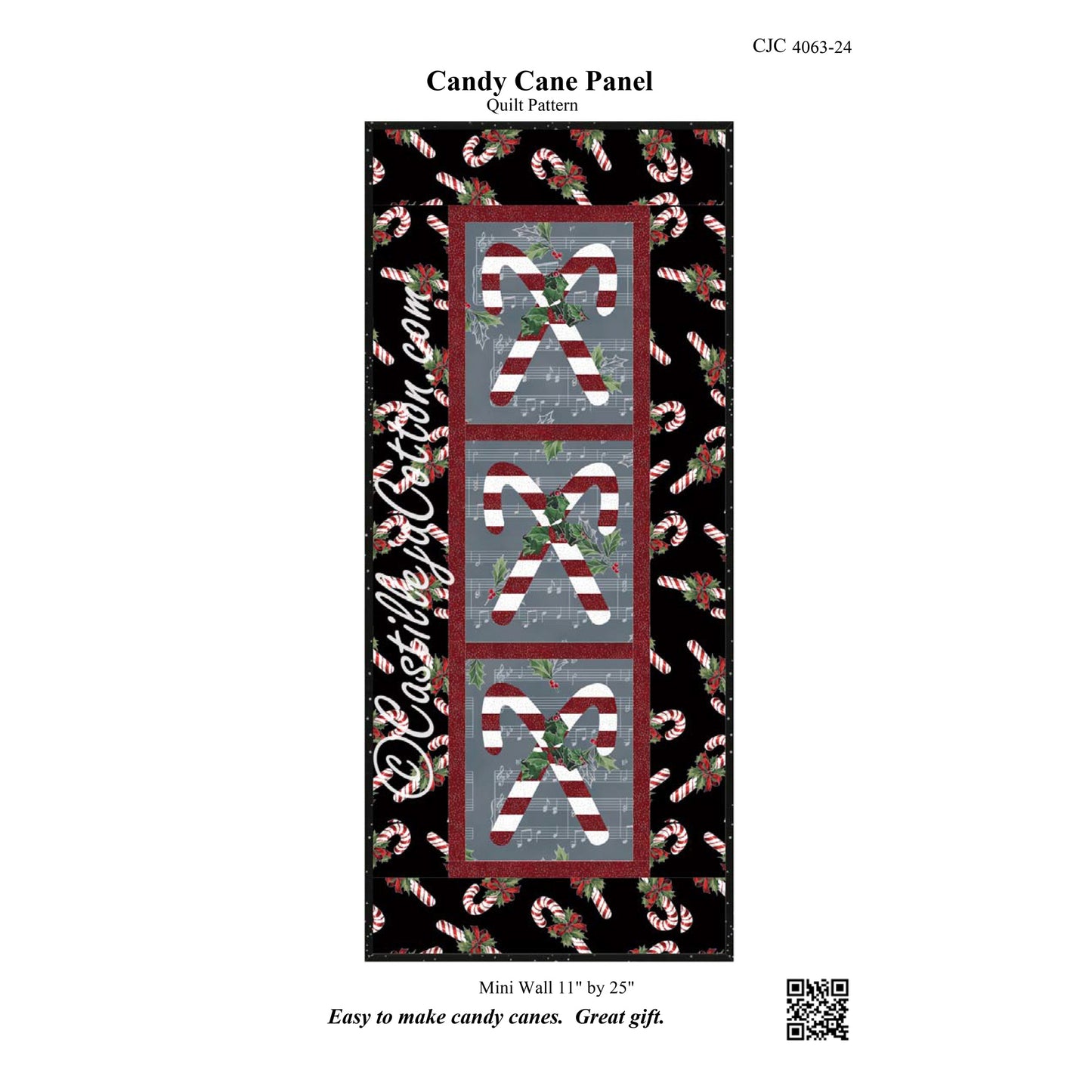 Candy Cane Panel Quilt CJC-406324e - Downloadable Pattern