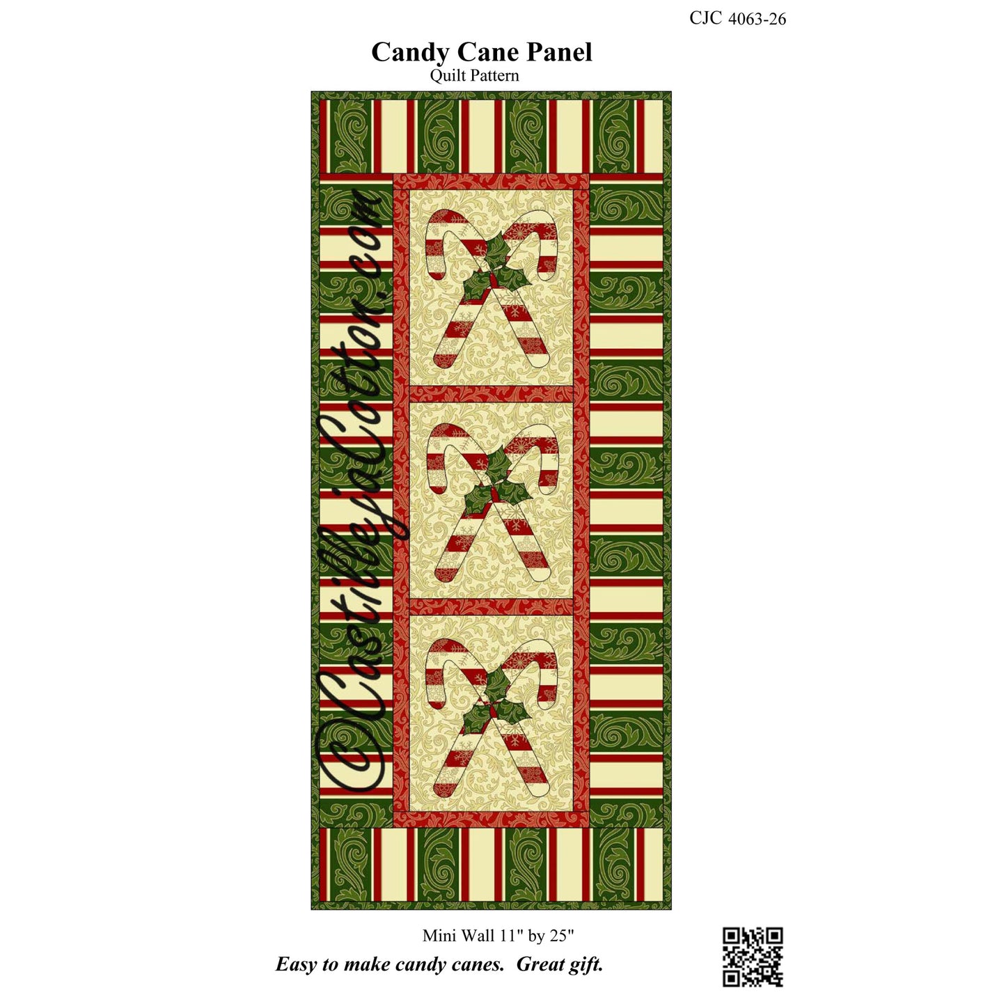 Candy Cane Panel Quilt Pattern CJC-4063 - Paper Pattern