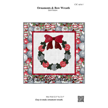 Ornaments & Bow Wreath Quilt CJC-40707e - Downloadable Pattern