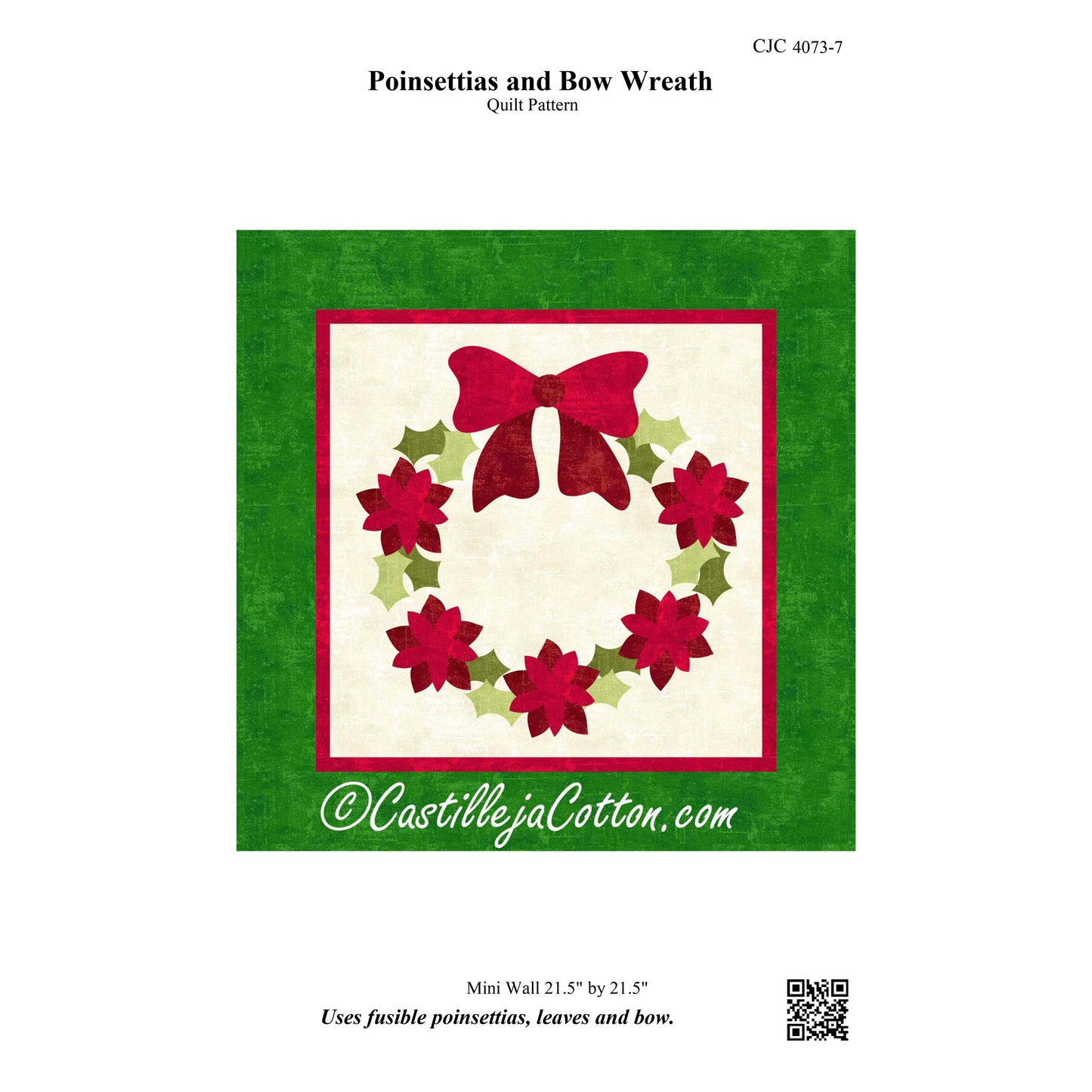 Poinsettias and Bow Wreath Wall Hanging Pattern CJC-40737 - Paper Pattern
