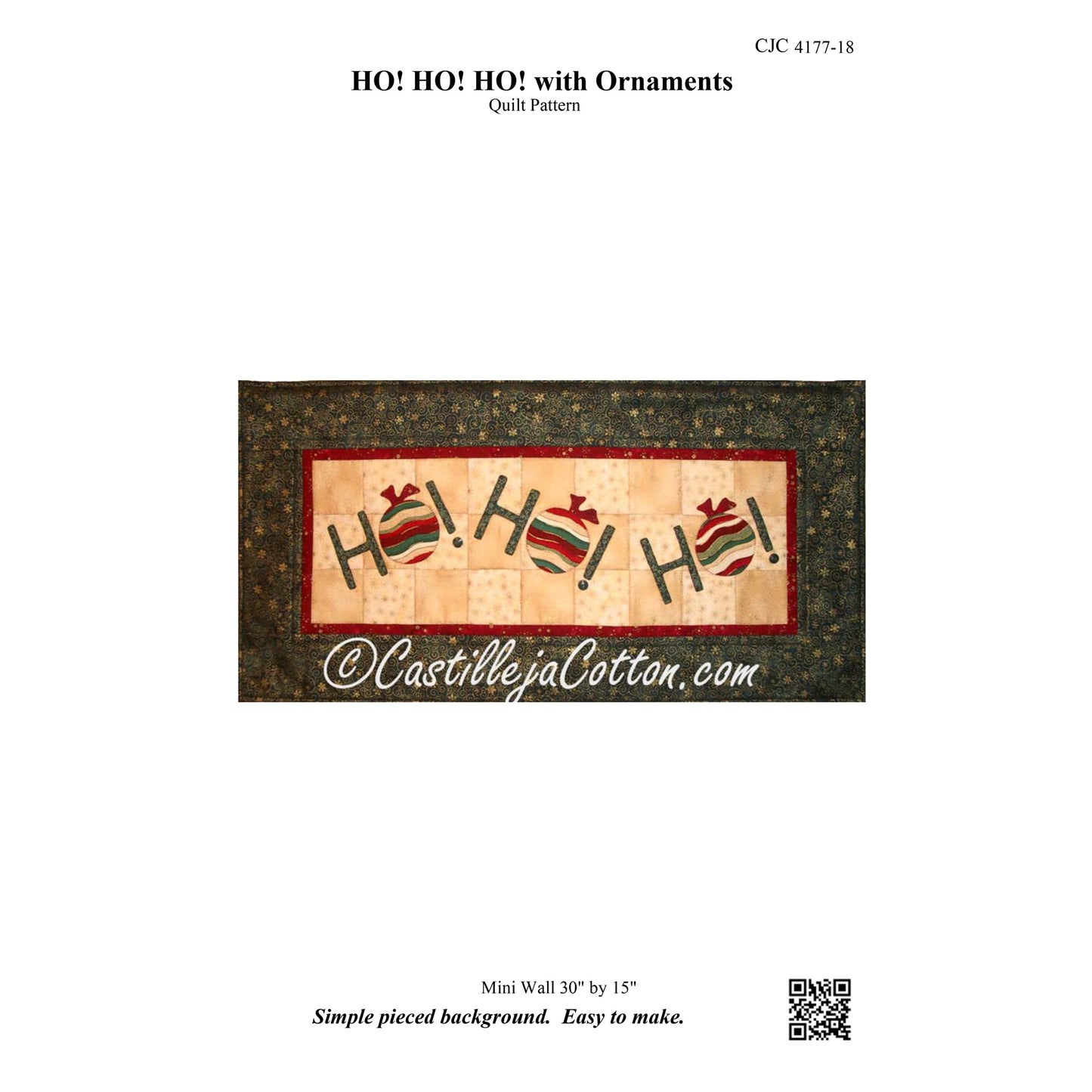 HO HO HO w/Ornaments Pattern CJC-4177 - Paper Pattern