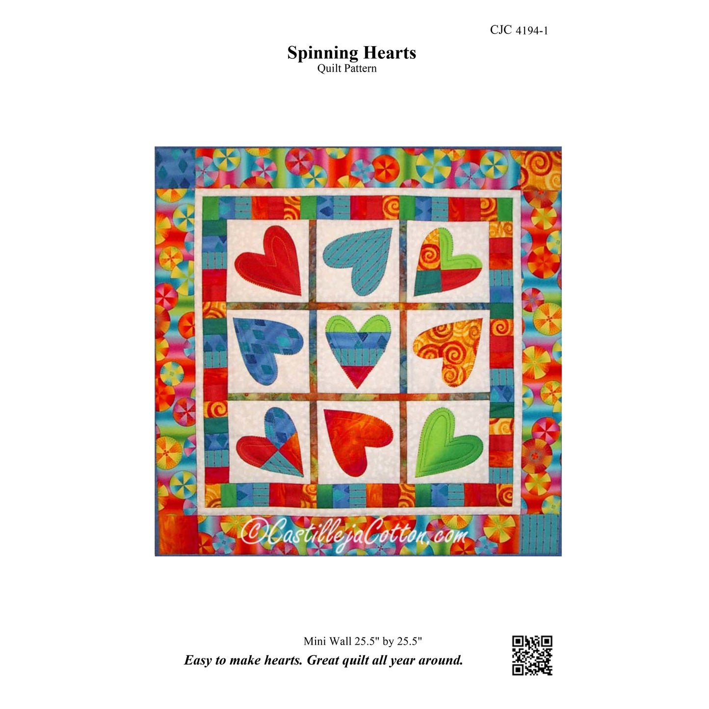 Spinning Hearts Quilt Pattern CJC-4194 - Paper Pattern