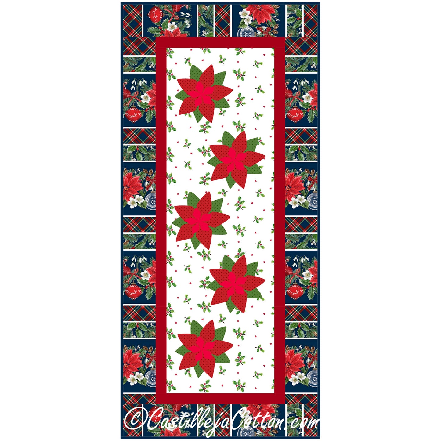 Festive poinsettia table runner.