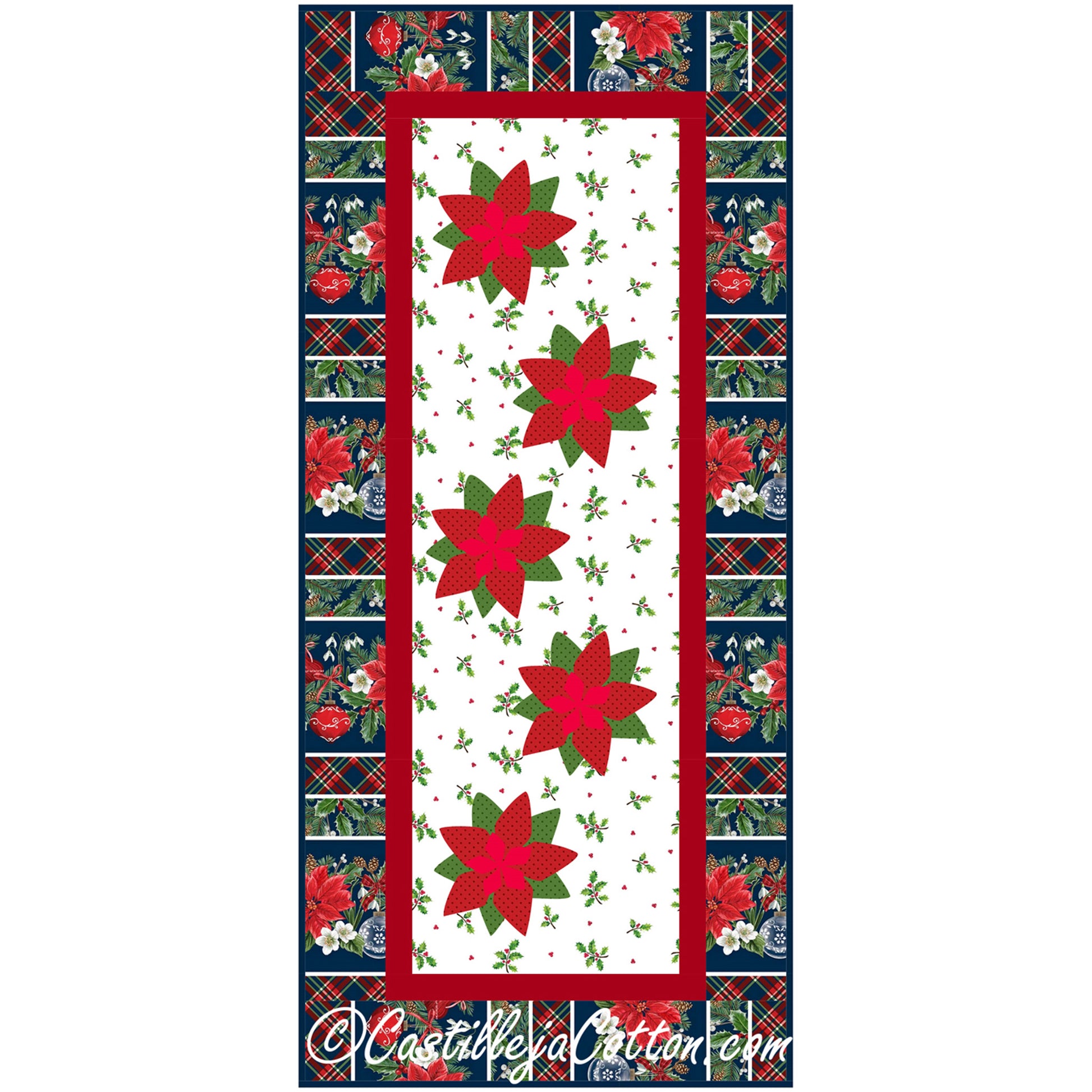 Festive poinsettia table runner.