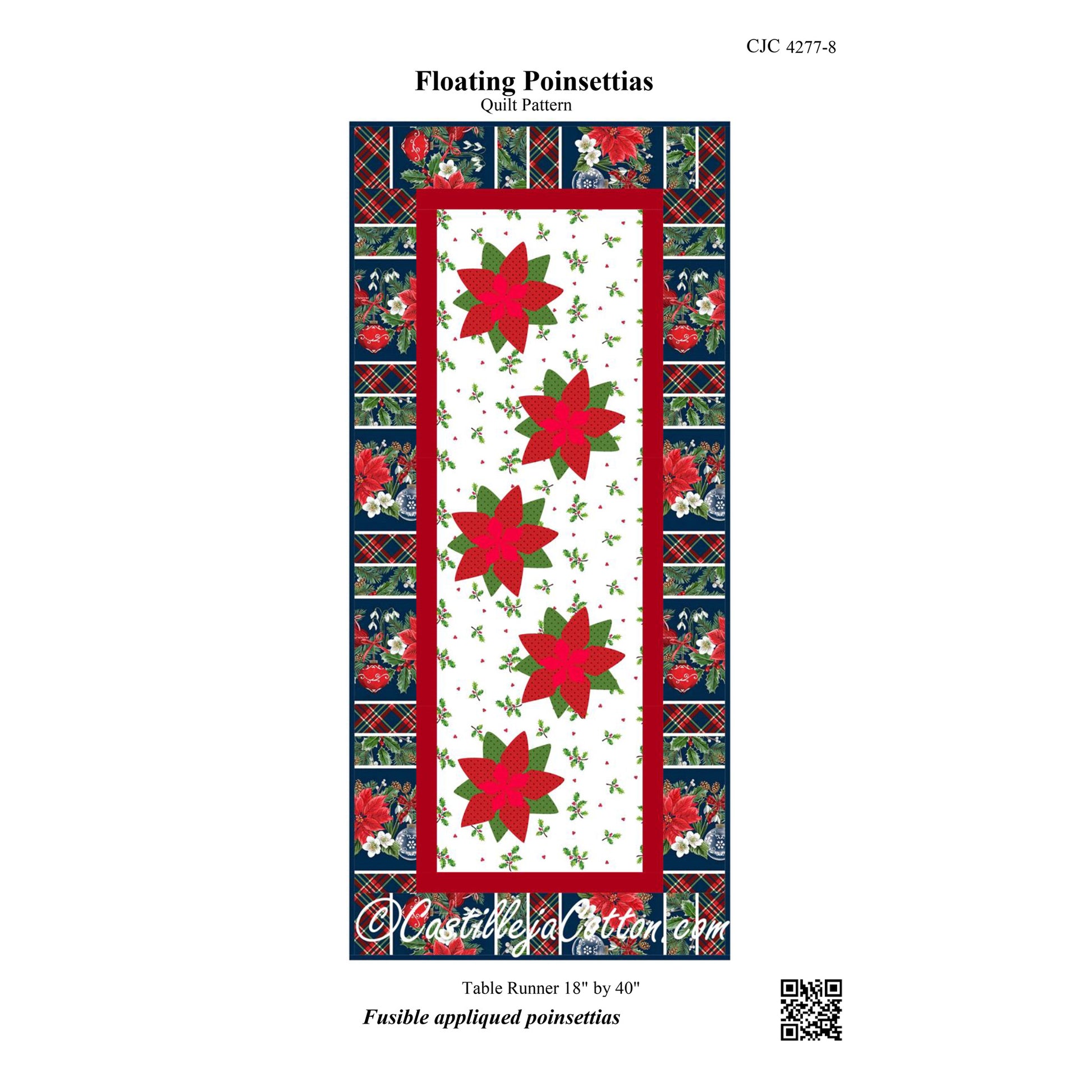 Cover image of pattern for Floating Poinsettias table runner.