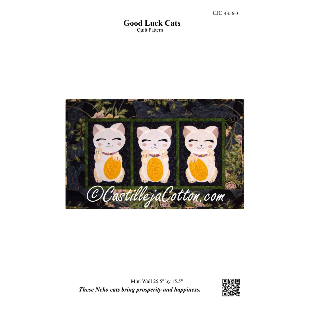 Good Luck Cats Quilt CJC-4356e - Downloadable Pattern