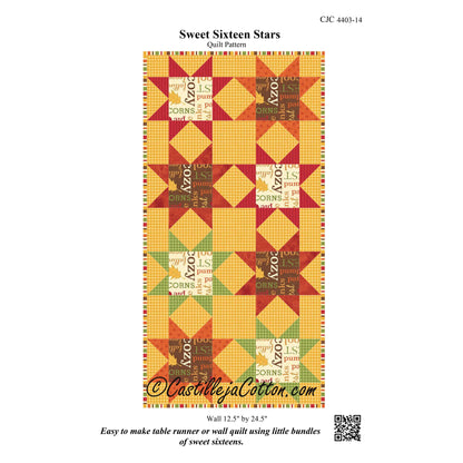 Sweet Sixteen Stars Quilt Pattern CJC-4403 - Paper Pattern