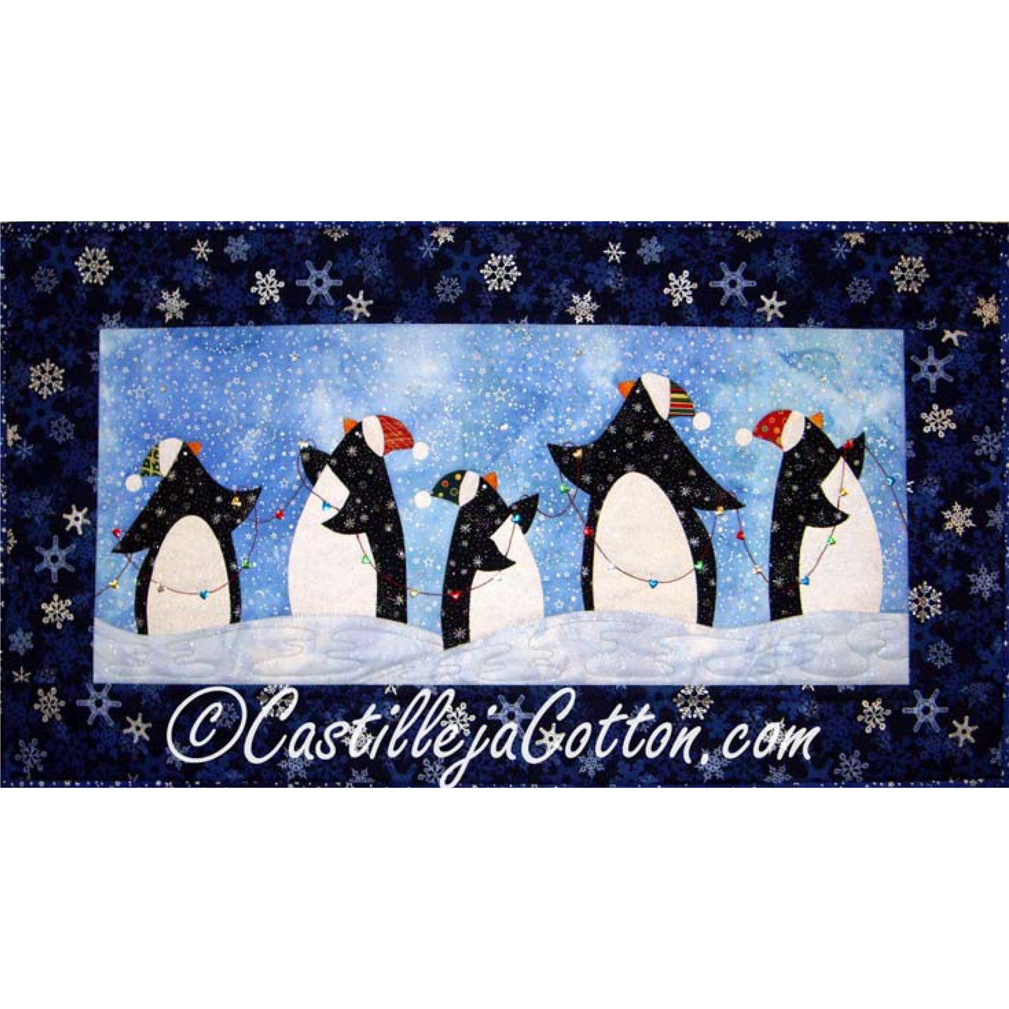 Penguins Hanging the Lights Quilt CJC-4414e - Downloadable Pattern