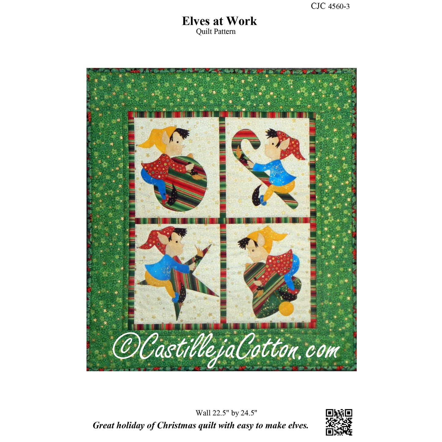 Cover image of pattern for Elves at Work quilt.
