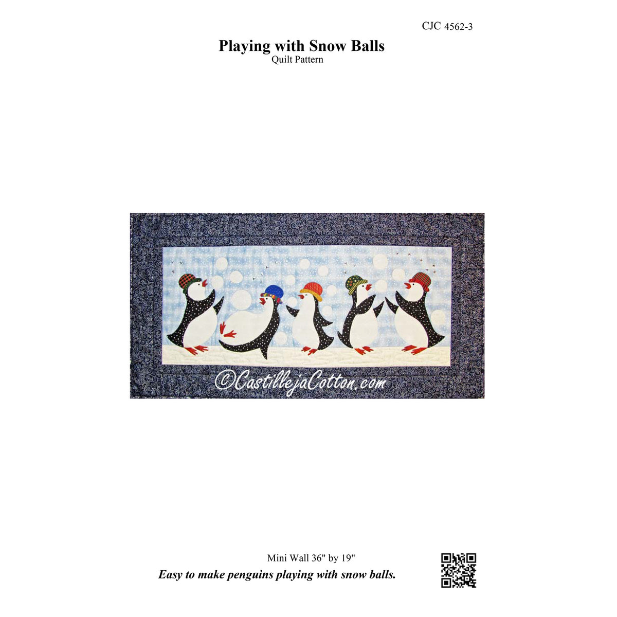 Penguins Playing with Snow Balls Quilt CJC-4562e - Downloadable Pattern