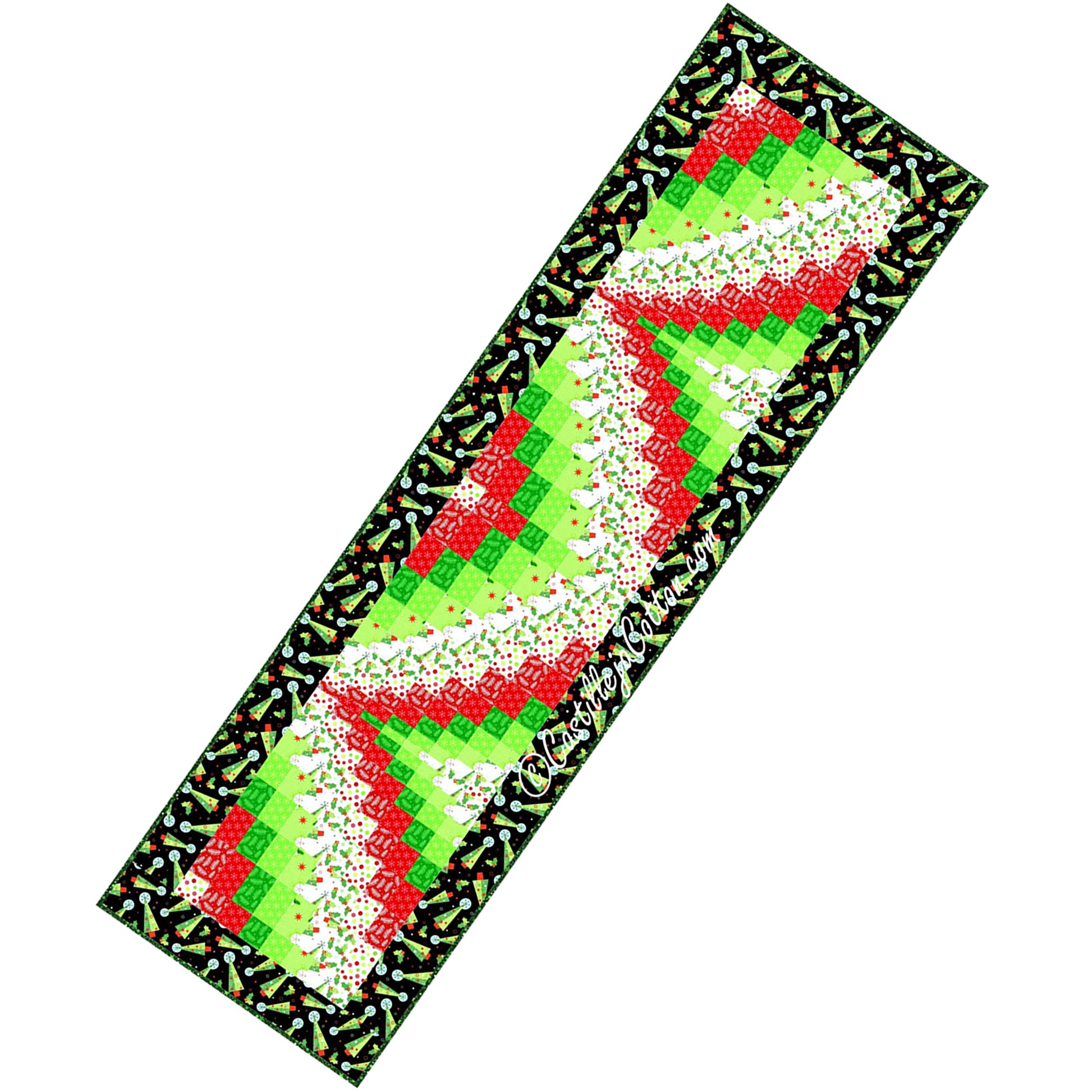 Pretty table runner or wall hanging using Christmas colors in a bargello style.