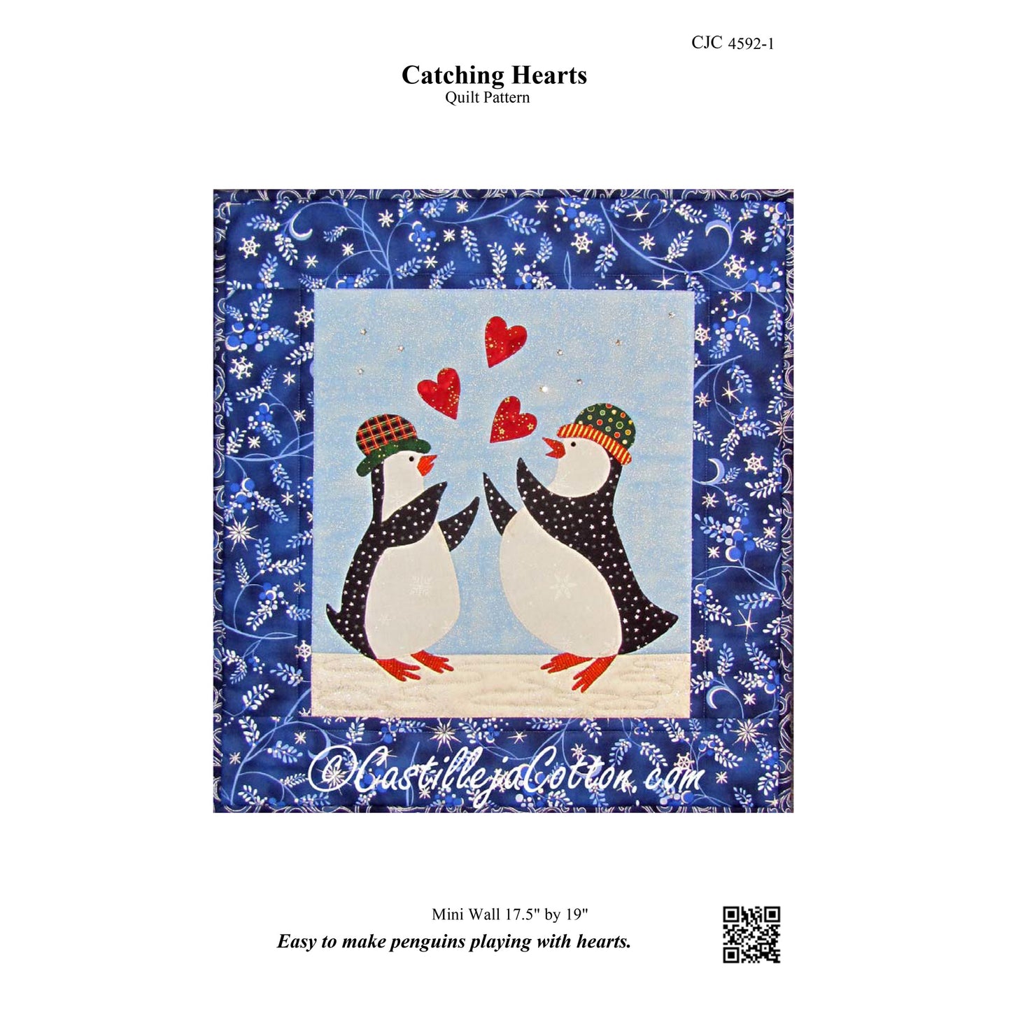 Penguins Catching Hearts Quilt CJC-4592e - Downloadable Pattern