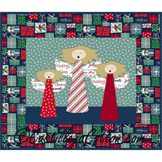 Easy to make singing angels wall quilt. Perfect decoration for the holiday season with its singing angels and Christmas fabric.