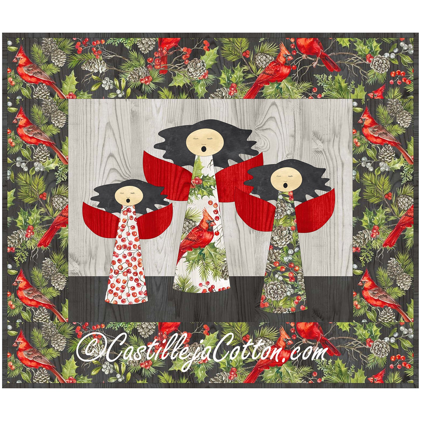 Easy to make singing angels wall quilt. Perfect decoration for the holiday season with its singing angels and Christmas fabric.