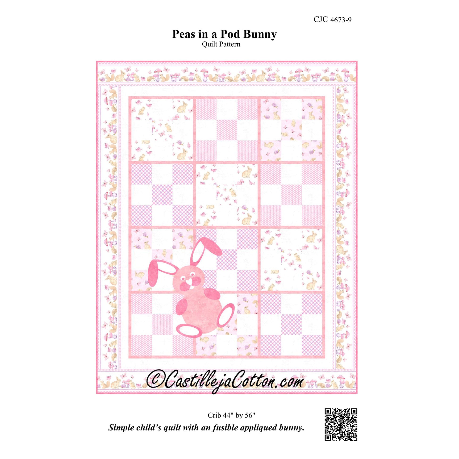 Cover image of pattern for Peas in a Pod Bunny quilt.