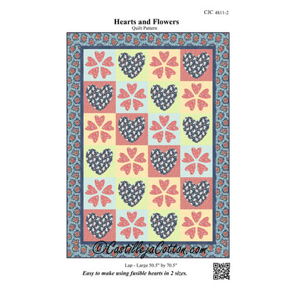Image of the cover for the Hearts and Flowers quilt pattern by Diane McGregor of Castilleja Cotton.