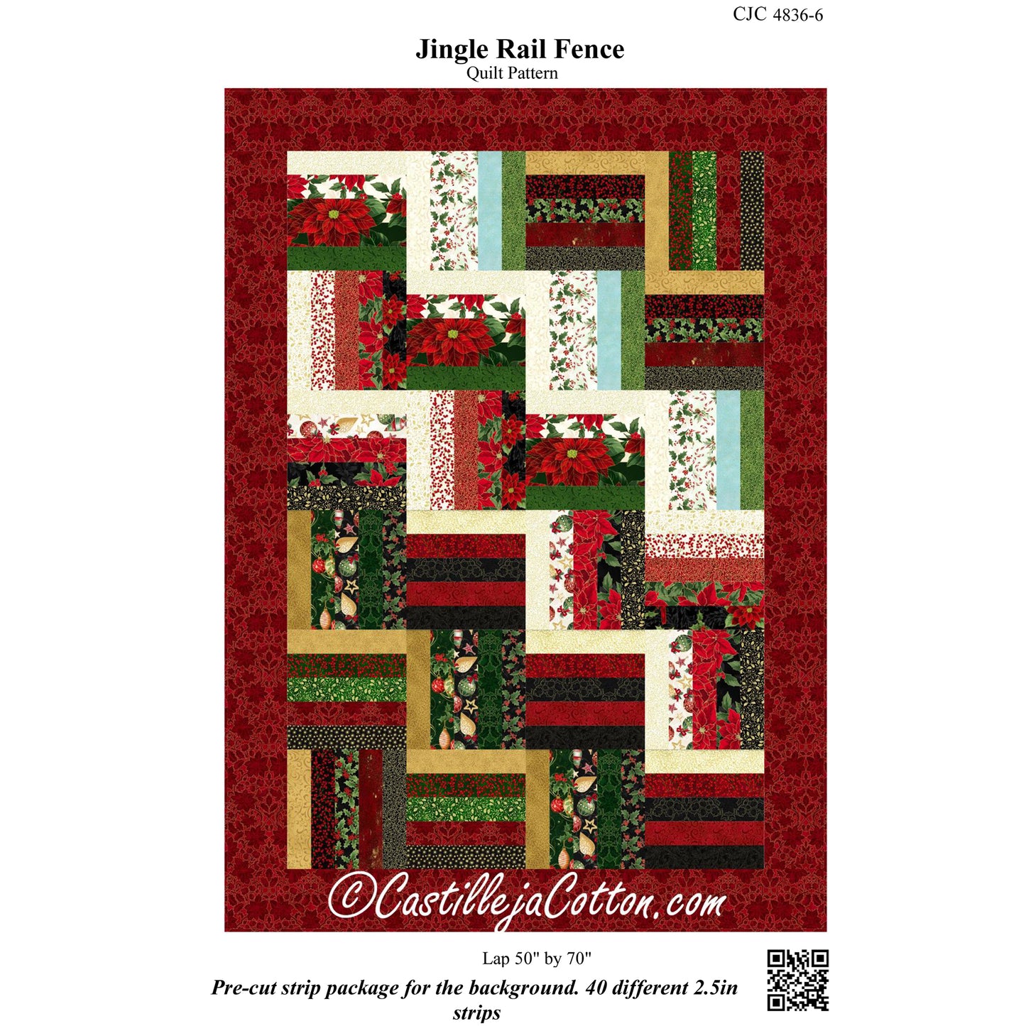 Jingle Rail Fence Quilt Pattern CJC-48366 - Paper Pattern