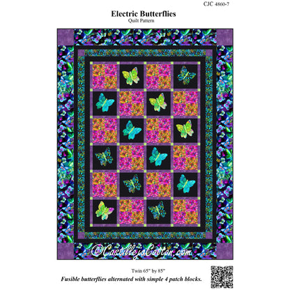 Cover image of pattern for Electric Butterflies Quilt.