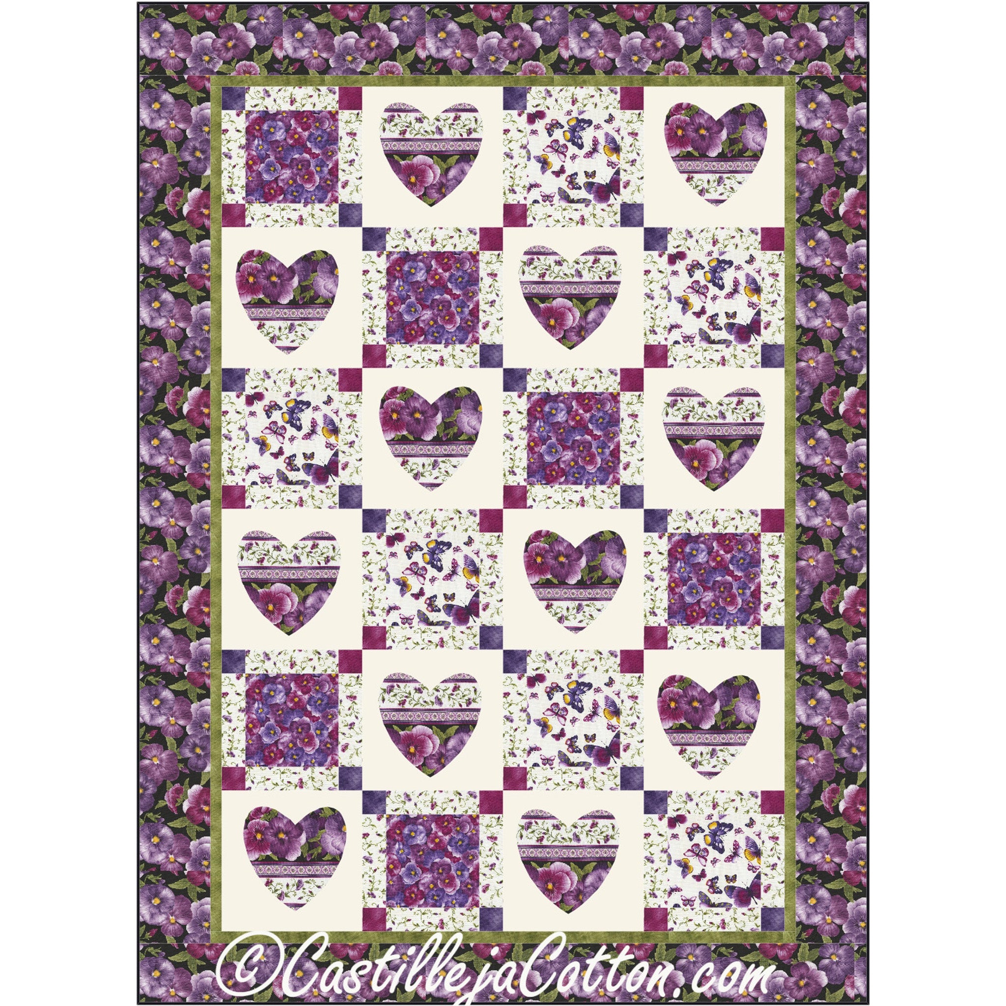 Hearts & Squares Quilt Pattern CJC-49161 (advanced beginner, twin ...
