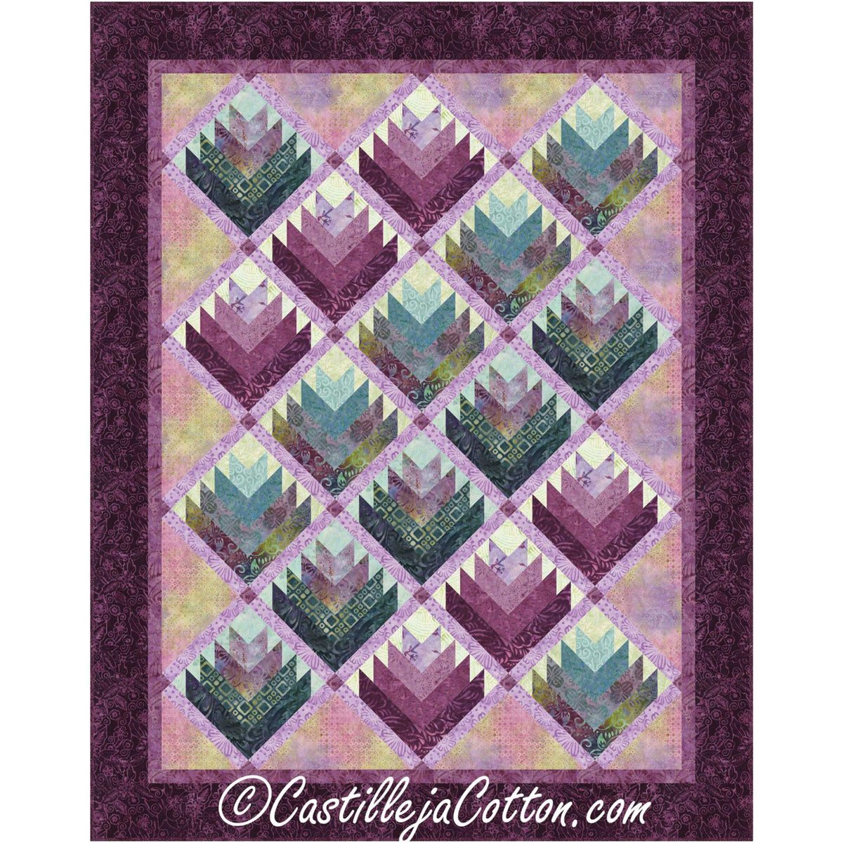 Log Cabin Flowers Quilt CJC-49662e - Downloadable Pattern
