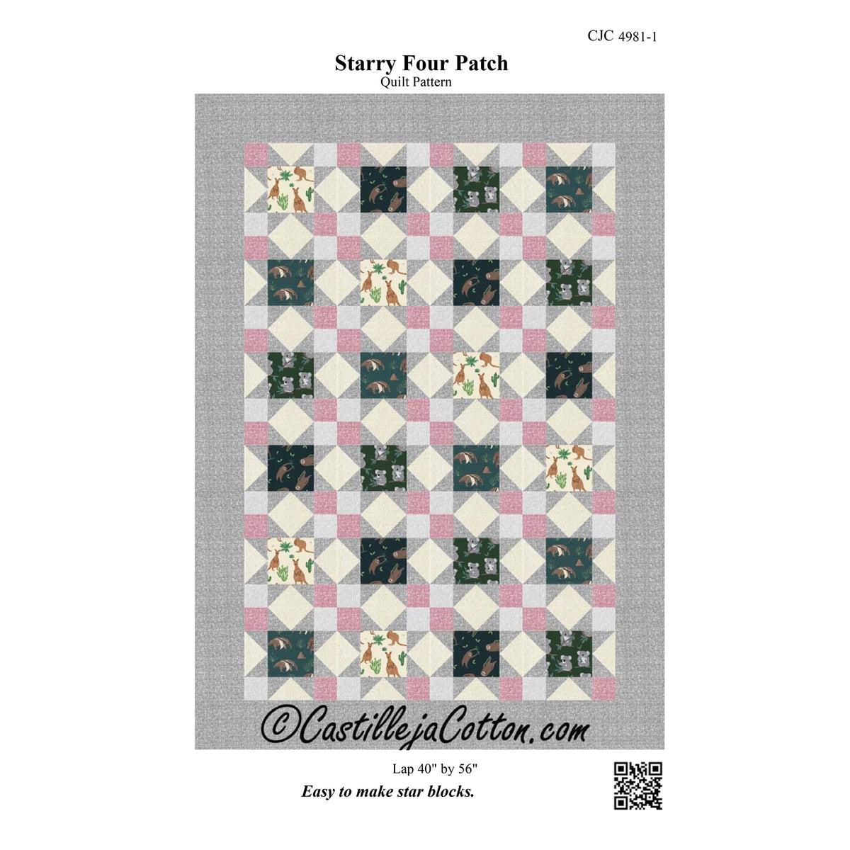 Starry Four Patch Quilt Pattern CJC-4981 - Paper Pattern