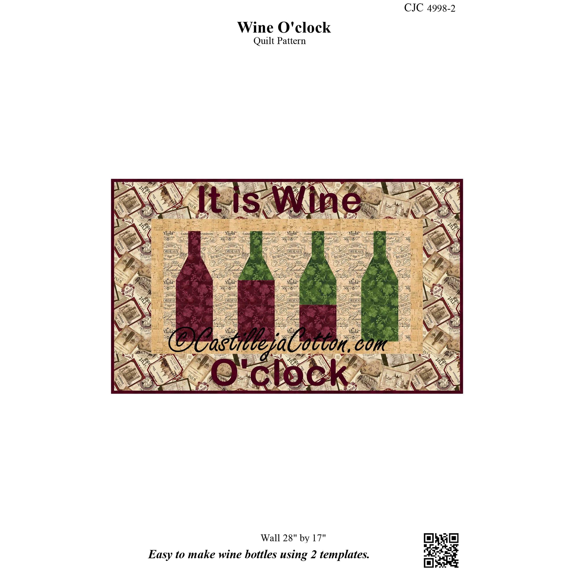 Cover image of pattern for Wine O'Clock wall hanging quilt.
