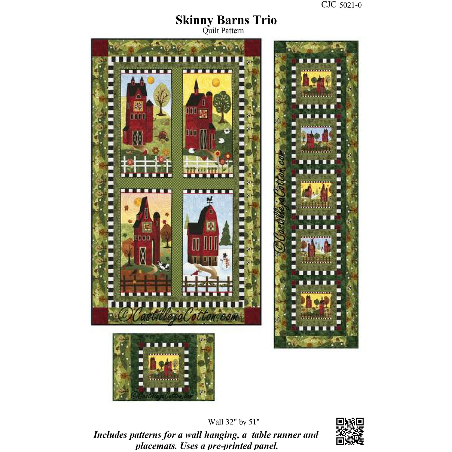 Skinny Barns Quilt Pattern CJC-5021 - Paper Pattern