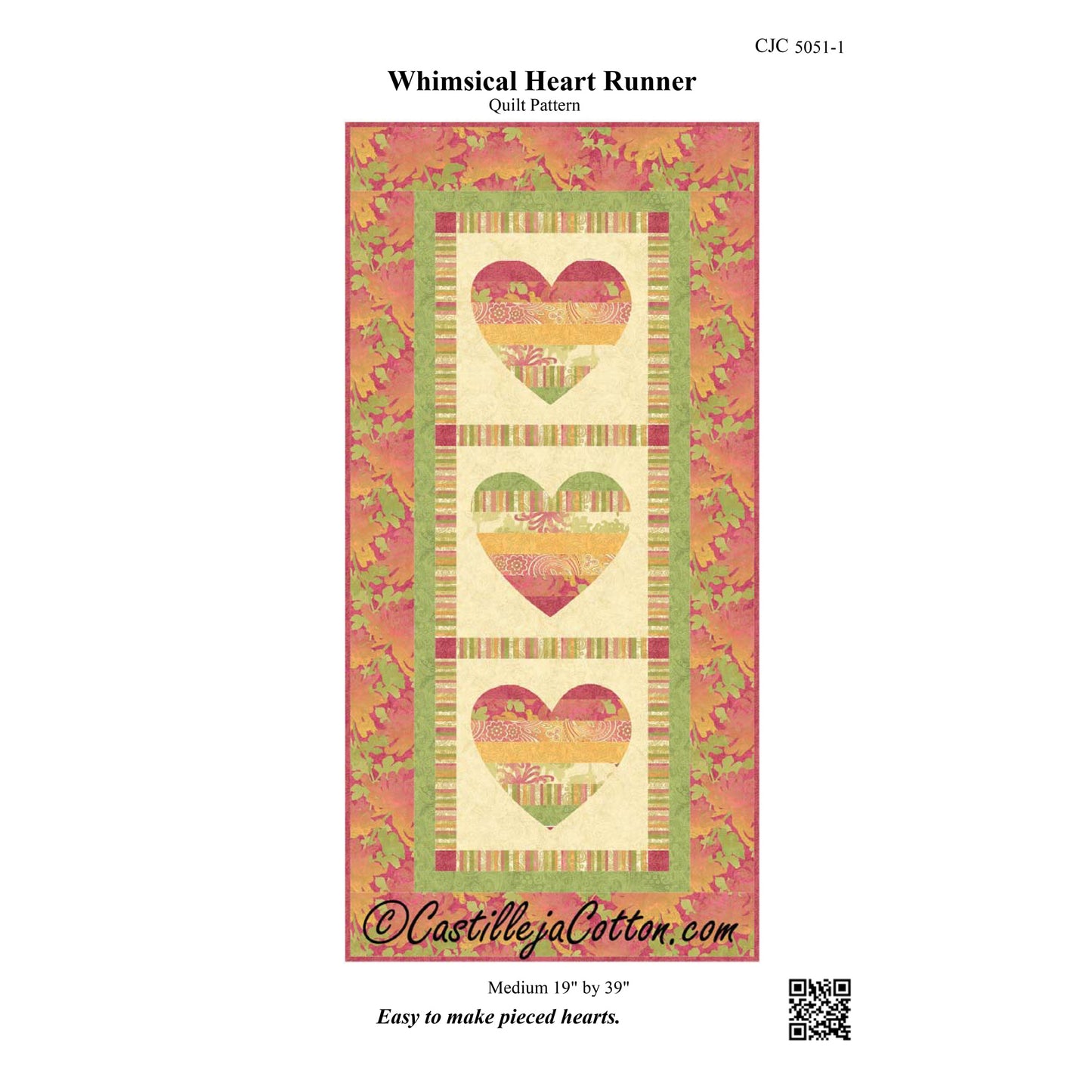 Whimsical Hearts Table Runner CJC-5051e - Downloadable Pattern