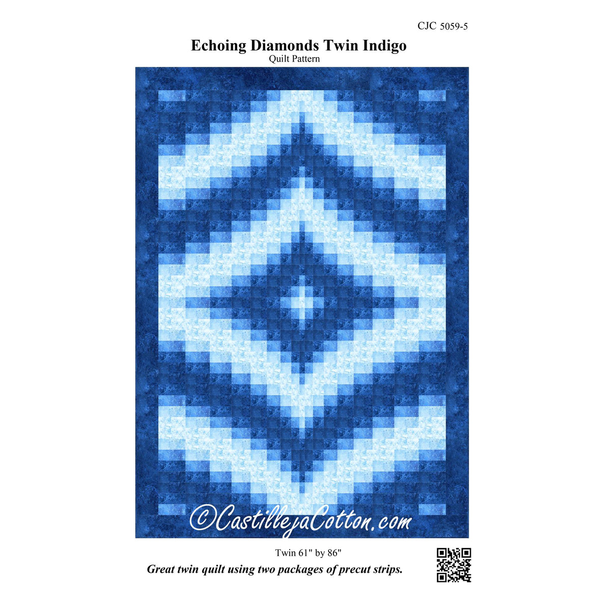 Echoing Diamonds Twin Indigo Quilt Pattern CJC-50595 - Paper Pattern