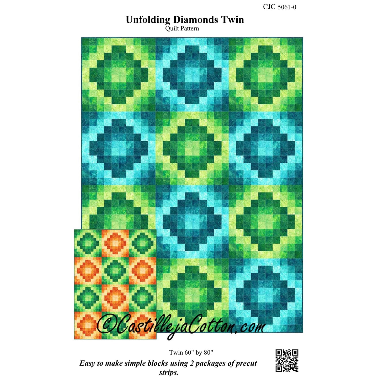 Unfolding Diamonds Twin Quilt Pattern CJC-5061 - Paper Pattern