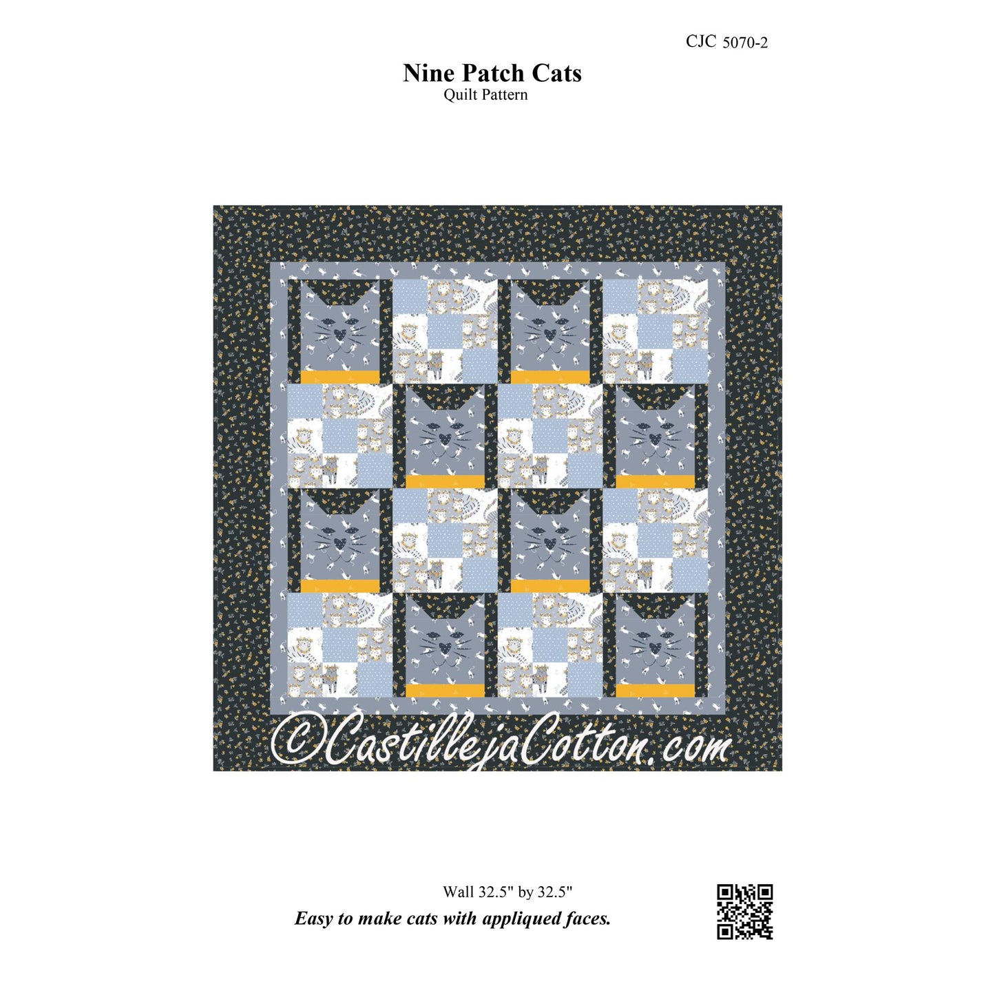 Nine Patch Cats Quilt Pattern CJC-50702 - Paper Pattern